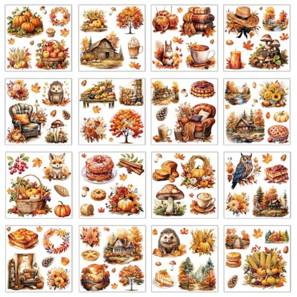 16 Pcs Fall Rub on Transfers for Crafts Furniture 5.9 x 5.9 Inch - color: Farm Harvest