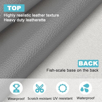 Grey Faux Leather Fabric 79"×55" Lychee Grain Upholstery Vinyl - color: Gray Lychee Grain, size: 79"x55" (200cm x 140cm)