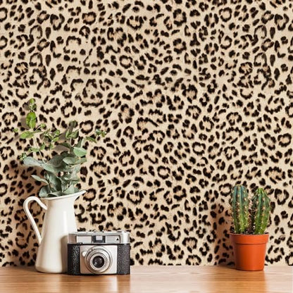 HueBurst Leopard Peel and Stick Wallpaper 17.3"x120" Cheetah Contact Paper Self Adhesive Brown Wallpaper Removable Waterproof Art DIY Wall Decor for Bedroom Living Room (14.4sq.ft.) - size: 17.3" x 120"