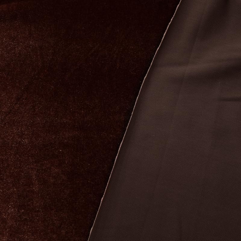 Stretch Velvet Fabric by The Yard for Apparel,Sewing,Crafting,Full Dress 93% Polyester 7% Spandex 63" Wide （2Brown,1Yard - color: Brown2, size: 1 Yard