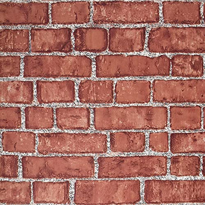 Cohoo Home Red Brick Wallpaper Peel and Stick Contact Paper Faux 393”×18” - color: Red, size: 17.7" x 393"