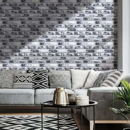 Commomy Faux Brick Panels Peel and Stick Wall Stickers 10 Pcs 11.8" x 11.8" - color: Brick-gkZ