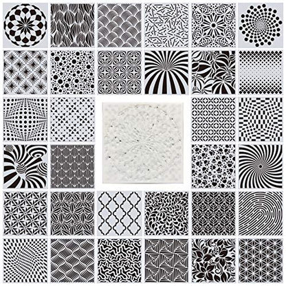 32 Pack Geometric Stencils 8 x 8 Inch Painting Templates Mandala Stencil for Scrapbooking Cookie Tile Furniture Wall Floor Decor Craft Drawing Tracing DIY Art Supplies - size: 8inch-1