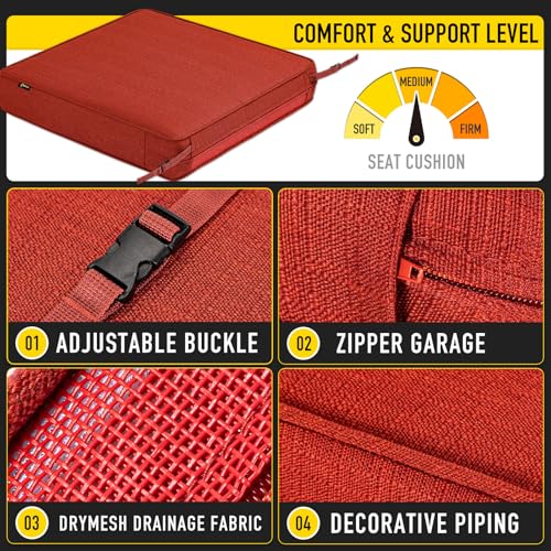 SUNROX DryFast Foam Outdoor Patio Chair Cushions with DryMesh Drainage, All-Weather FadeShield Water Resistant Patio Furniture Cushions 24"x24"x4", 4 Pack Burgundy - color: Burgundy, size: 24x24 Inch (Pack of 4)