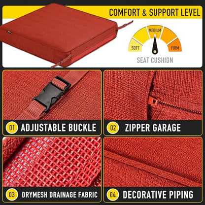 SUNROX DryFast Foam Outdoor Patio Chair Cushions with DryMesh Drainage, All-Weather FadeShield Water Resistant Patio Furniture Cushions 24"x24"x4", 4 Pack Burgundy - color: Burgundy, size: 24x24 Inch (Pack of 4)
