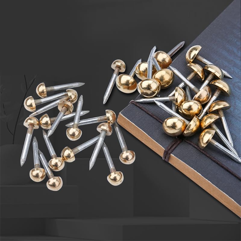 dophee 20Pcs Gold Small Round Head Brass Upholstery Nails Tacks, 12mm - color: Gold, size: 12 mm