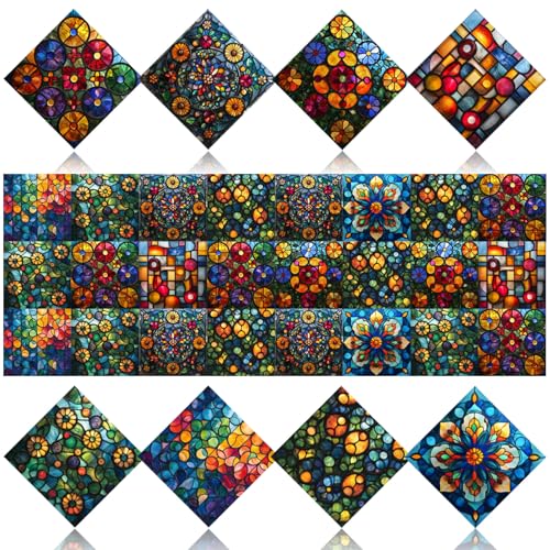 24Pcs Mexican Style PVC Peel and Stick Tile Stickers - color: Style D, size: 4x4 Inch