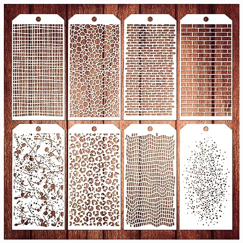 8 Pieces Stencils for Crafts, Leopard Brick Dot Layering Stencils - style: 8 Layering