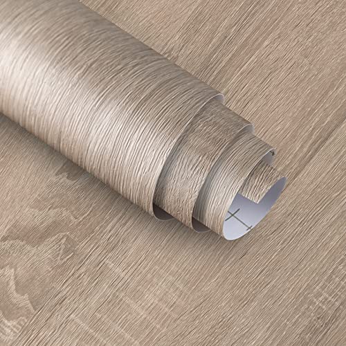 Boobest Light Brown Wood Wallpaper Peel and Stick Wood Grain Contact Paper - color: Gray, size: 15.7" x 118"