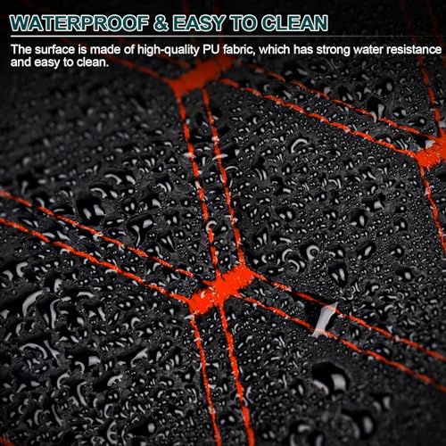 Vinyl Upholstery Diamond Fabric by the Yard, Black with Red Stitching - color: Black(red Thread), size: Style-B