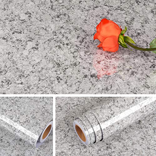 Livelynine 15.8x197 Gray Granite Contact Paper for Countertops Waterproof Wallpaper Peel and Stick Vinyl Countertop Self Adhesive Laminate Sheets for Kitchen Counter Top Wrap Desk Table Cover Sticker - size: 15.8"W x 197"L