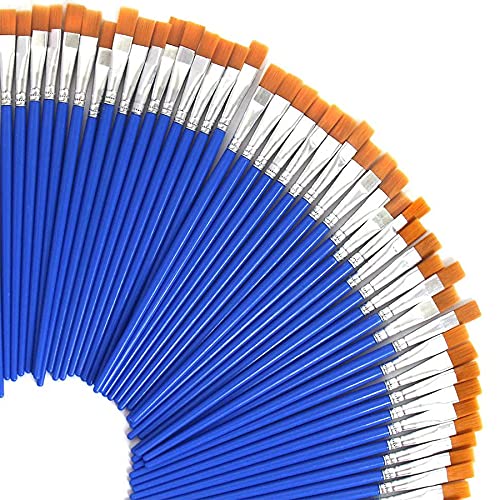 UPINS 60 Pcs 9mm Wide Flat Paint Brushes with Nylon Hair, Small Brush Bulk