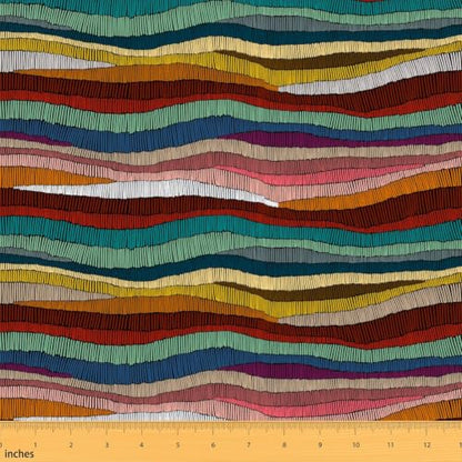Boho Fabric By The Yard Bohemian Wavy Upholstery Fabric Rainbow - color: Multi 06, size: 10 Yards