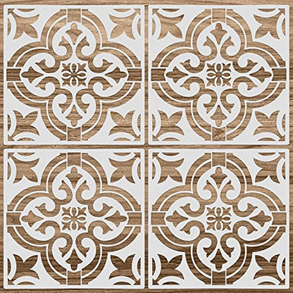 Zonon 4 Pcs 12 x 12 in Reusable Tile Stencil for Painting Large Pattern - size: 12x12 in, style: Moroccan