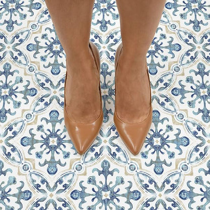 FloorPops 12-in by 12-in Tuscan Peel and Stick Floor Tiles (10 Tiles), (10 sq.ft./Carton) (Pack of 6) - size: 12-in by 12-in (Pack of 6)