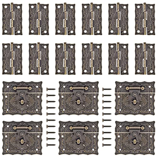 6 Sets Retro Hinges Hasp Latch Buckle with Hinges for Tool & Jewelry Boxes - color: K5_4