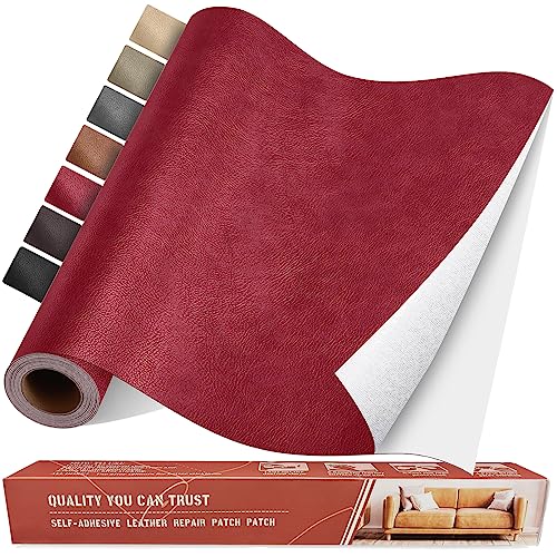 Leather Repair Tape, Self Adhesive Leather Repair Patch Kit Retro Red - color: Retro Red, size: 31.4x16 inch
