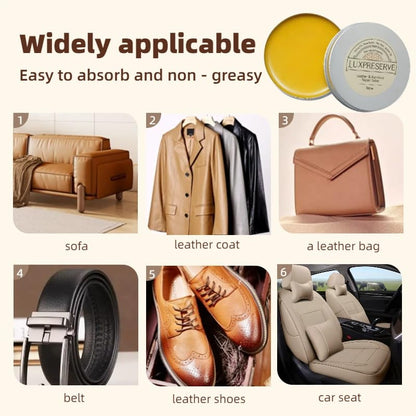 2 Pack Leather Furniture Salve & Brush Set, Maintain Leather & Wood, Helps Keep Soft & Smooth for Sofas, Car Seats, Bags, Shoes (2 Sets)