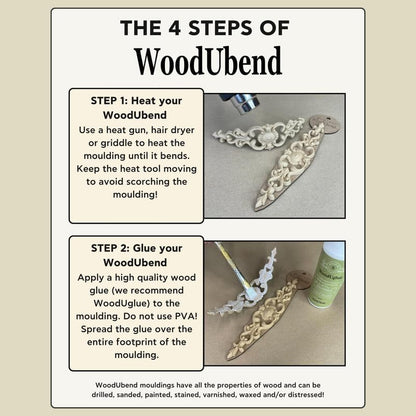 WoodUBend Pack of Two Abstract Flower & Shell Trims TR748.1-100x1.2cm - Heat Bendable & Flexible Wood Trims - DIY Craft, Furniture & Home Decor - Easy to Apply & Paint - Versatile & Reusable - size: TR748.1WUB