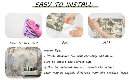 Jdayda Hazy Forest Wall Mural, Abstract Nature Landscape - color: MURAL-308, size: 129" x 96"