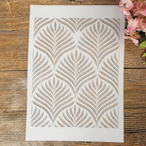 TIAMECH A4 Reusable Ear of Wheat Texture Stencil for Painting - style: Wheat
