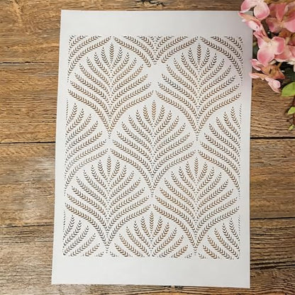 TIAMECH A4 Reusable Ear of Wheat Texture Stencil for Painting - style: Wheat