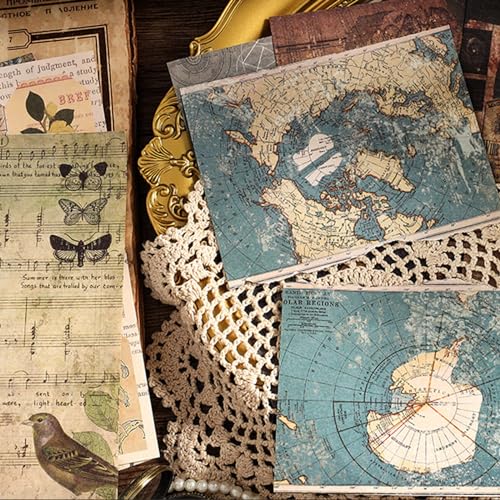 Prstincol Vintage Aesthetic Washi Stickers and Papers, 40 Sheets - style: celestial ocean