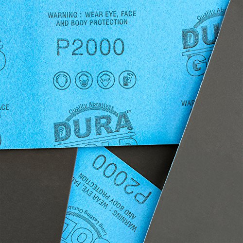 Dura-Gold 5-1/2" x 9" Wet or Dry Sandpaper Sheets, 2000 Grit, Box of 25 - size: 2000-Grit