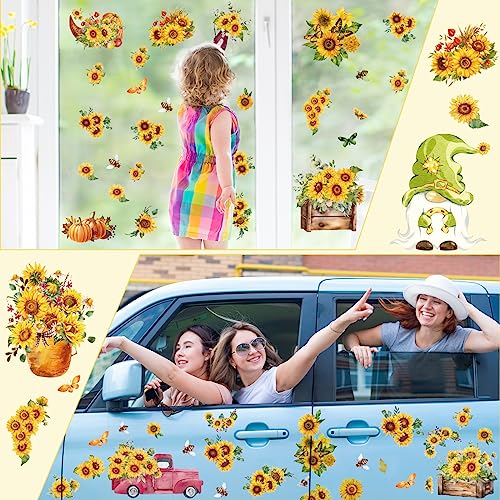 12 Sheets Sunflower Rub on Transfer Flower Decor Transfer Stickers Spring Fall Holiday Rub on Decals for Christmas Wood Furniture and Craft Journal Envelope Scrapbooking, 5.9 x 5.9 Inch - style: Sunflower