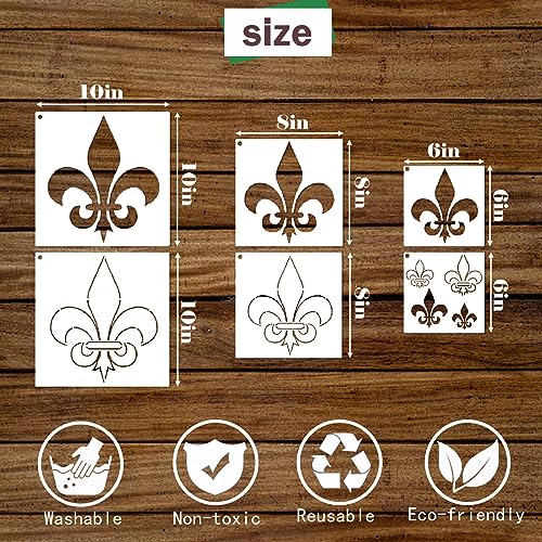 Fleur De Lis Stencils for Painting on Wood Canvas Paper Fabric Cookie Flower Paint Stencil for Crafts Adult Art Projects Drawing Reusable Burning Pattern for Wall Decorating (Fleur de lis) - style: Fleur de lis