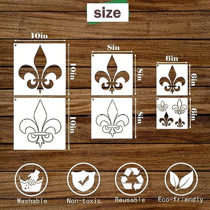 Fleur De Lis Stencils for Painting on Wood Canvas Paper Fabric Cookie Flower Paint Stencil for Crafts Adult Art Projects Drawing Reusable Burning Pattern for Wall Decorating (Fleur de lis) - style: Fleur de lis