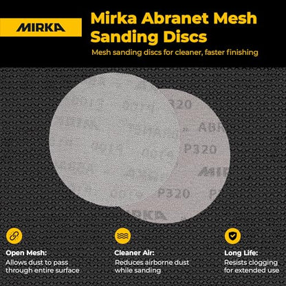 Mirka Abranet 6 Inch 80 Grit Mesh Sanding Discs, Hook and Loop, 50 Pack - size: Grit 80