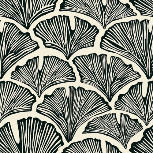 Peel and Stick Wallpaper for Bedroom Black&Beige Leaf Self-Adhesive - color: Black and Beige, size: 17.3" x 78.7"