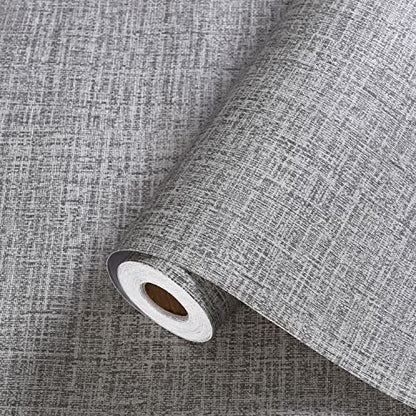 Grey Grasscloth Peel and Stick Wallpaper Gray Contact Paper 472inch Waterproof Removable Faux Linen Stick on Wallpaper Textured Self Adhesive Vinyl Roll for Cabinets Drawer - color: Dark Gray, size: 15.7" x 472"