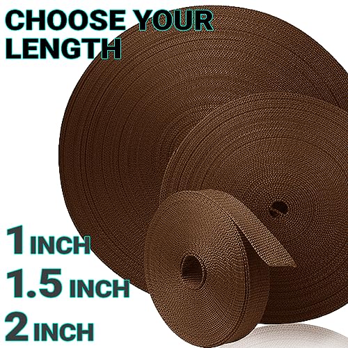 TECEUM Webbing Strap, 3/4" to 2", 10-50 Yds, Multi-Color Heavy Duty Tape - color: Brown, size: 1"- 10 yards