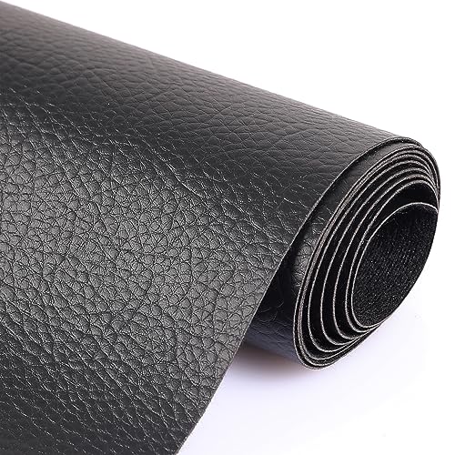 Marine Vinyl Upholstery Faux Leather Fabric, 1 Yard Black - color: Black, size: 1 Yard 55" x 36" (Pre-cut)