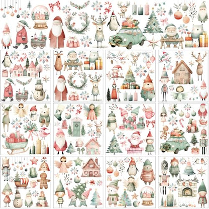 BBTO 12 Sheets Christmas Rub on Transfers for Crafts - style: Cute