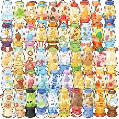 50pcs Lava lamp Stickers for Laptop Water Bottles, Transparent PET Waterproof Adhesive Lava Light Decals for Kids Birthday Party Scrapbook Phone (Lava Light) - color: Lava Light