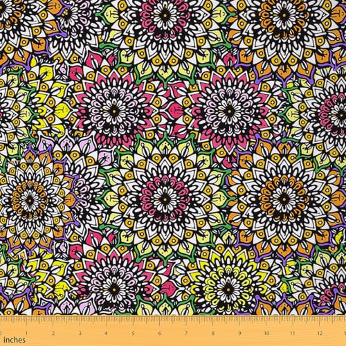Feelyou Boho Mandala Fabric Decorative - color: Multi 26, size: 1 Yard