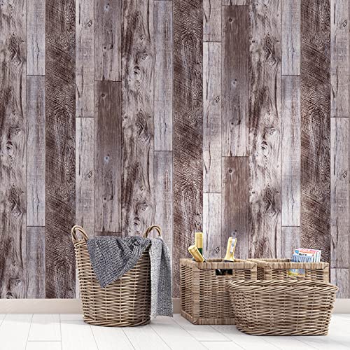 Yun-aeon Natural Wood-Gray Contact Paper Peel and Stick Wallpaper - color: Natural Wood-Gray, size: 17.3" x 400"