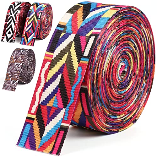 Nylon Webbing 1.5 Inch 6 Yards Colorful Ethnic Polyester Webbing Ribbon Bohemian Webbing for Backpack Strap Belt Seatbelt Bags Handles Luggage Pet Collars Leash 38mm 1 1/2" - color: wb01-6 Yards