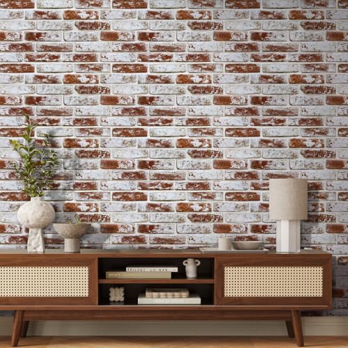 Commomy Faux Brick 3D Wall Panels Peel and Stick 12 pcs of 22.8" x 11.8" - color: Large Brick-A