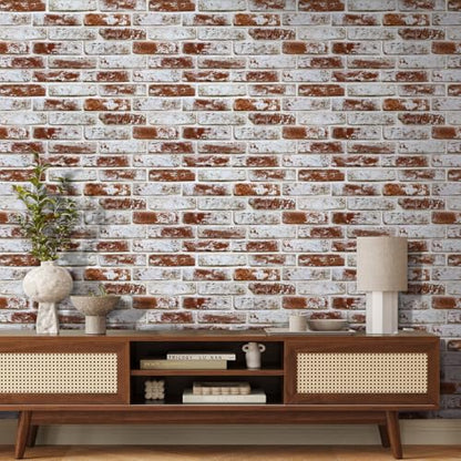 Commomy Faux Brick 3D Wall Panels Peel and Stick 12 pcs of 22.8" x 11.8" - color: Large Brick-A
