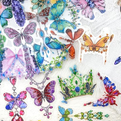 50Pcs Gem Butterfly Scrapbook Stickers – Crystal Butterfly Clear Stickers for Journaling, Scrapbooking, Laptop, Art Crafts - color: Crystal Butterfly