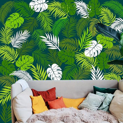 Tropical Leaf Stencils for Wall & Crafts Painting, 5 PCS, 8.3x11.7 Inch - size: Jungle Leaf - 5 PCS - 8.3 x 11.7 in