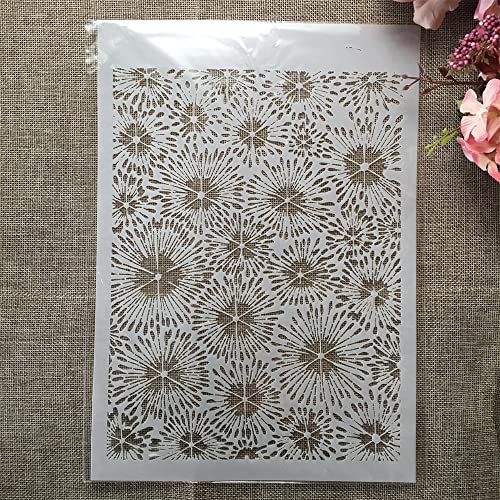 TIAMECH A4 Reusable Firework Stencil for Painting - style: Firework Flowers