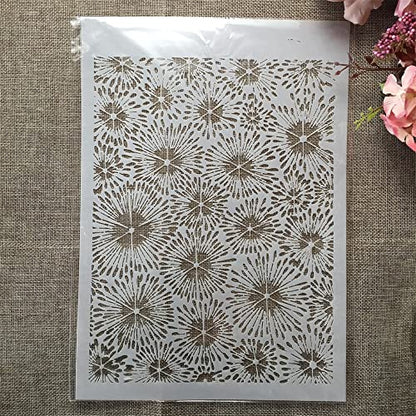 TIAMECH A4 Reusable Firework Stencil for Painting - style: Firework Flowers