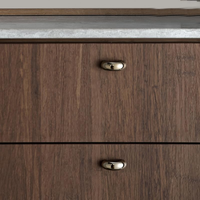Goo-Ki Solid Brass Cabinet Knobs, Liquid Ribbon Mirror Titanium Silver Drawer Pulls - Modern Luxury Hardware for Kitchen Drawer, Dresser, Wardrobe (1 Piece)