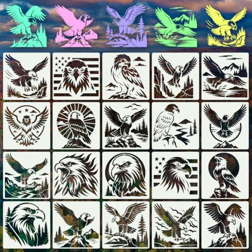 Eagle Stencils for Crafts Reusable 20Pcs Stencils(5.9X5.9 Inch) - color: Eagle 1