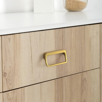 Goo-Ki Brushed Gold Cabinet Pulls with Hole Center 2.5''(64MM),Modern Zinc Alloy Finger Pulls for Drawer,Wardrobe,Cupboard,6 Pack - color: Brushed Gold, size: 2.5'' HOLE CENTERS